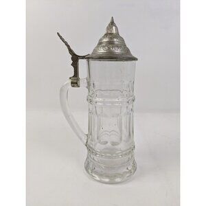 Rastal 1980 Crystal Pewter Lidded Stein Germany 9.5"